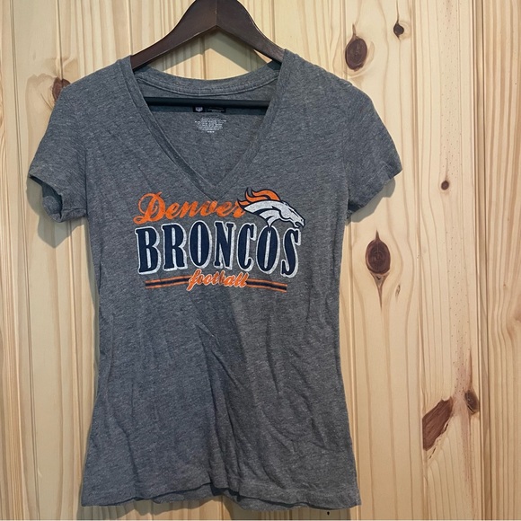 NFL Tops - NFL Team Apparel Women’s Denver Broncos Gray V Neck Shirt Size Medium